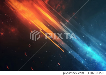 AI-generated content. Blue and orange twitch overlay abstract background. Generative AI 110758450