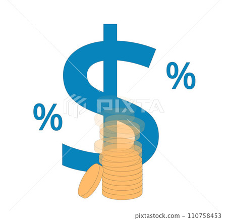 Stack of coins with dollar sign isolated on white background. Money Investments. Vector illustration. 110758453