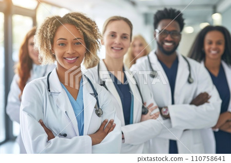 AI-generated content. Group of a medical team at the hospital. Generative AI 110758641
