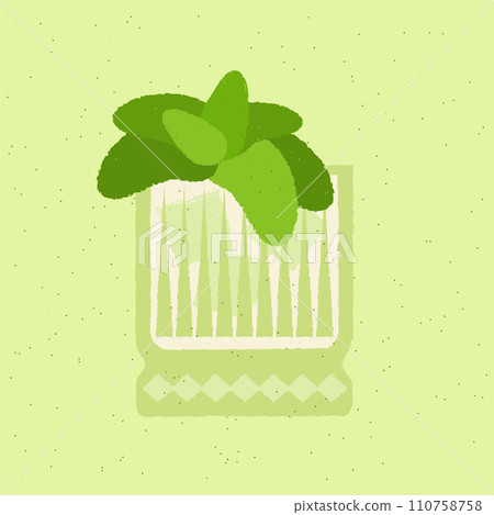 Cocktail with greens and ice cubes. Milk alcoholic drink for bar. Vector with texture 110758758