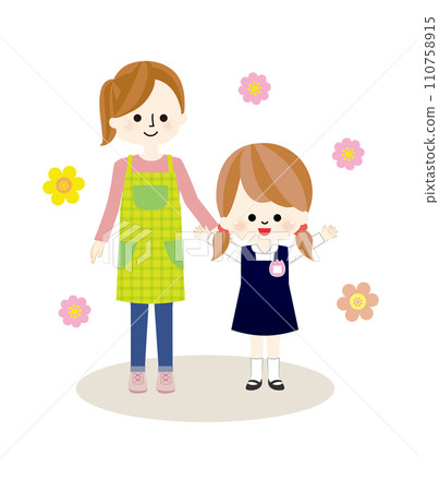 老師和幼兒園女孩 老師和幼兒園女孩 110758915