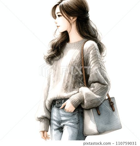 An image of an older sister painted like a watercolor painting 110759031