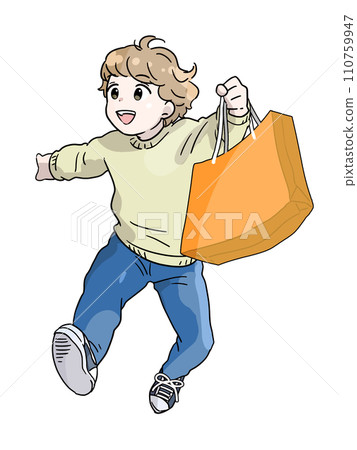 一個男孩玩紙袋 一個男孩玩紙袋 110759947