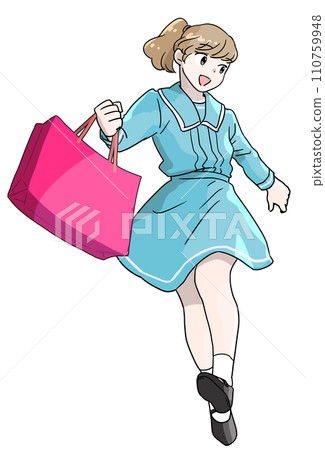 girl running with a paper bag girl running with a paper bag 110759948