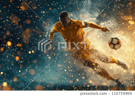 AI-generated content. Football or Soccer player at championship match. Generative AI 110759969