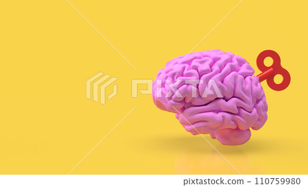 The Human brain with wind up for Medical or Technology concept 3d rendering. 110759980