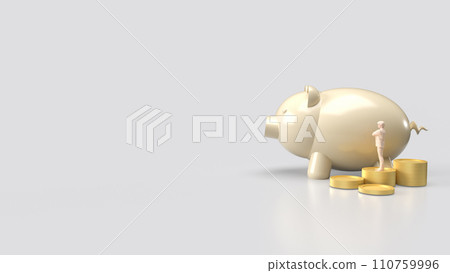 The piggy bank and coins for saving or business concept 3d rendering. The piggy bank and coins for saving or business concept 3d rendering. 110759996