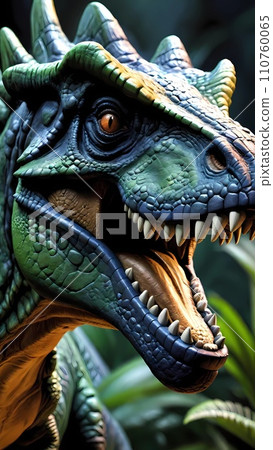 Closeup of a dinosaur illustration 3d drawing cartoon artwork Closeup of a dinosaur illustration 3d drawing cartoon artwork 110760065