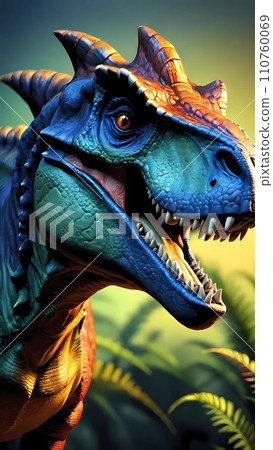 Closeup of a dinosaur illustration 3d drawing cartoon artwork Closeup of a dinosaur illustration 3d drawing cartoon artwork 110760069
