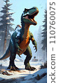 Dinosaur in the snow 3d drawing cartoon artwork 110760075