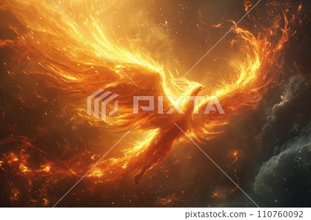 AI-generated content. Phoenix and fire frame. Mythical creatures. Generative AI 110760092