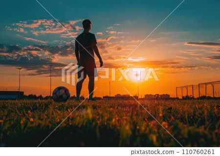 AI-generated content. Football or Soccer player at championship match. Generative AI 110760261