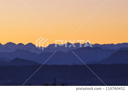 Twilight mountain range silhouette 110760452