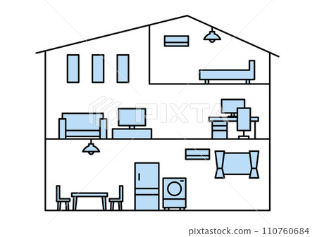 三層房屋的簡單橫斷面 110760684
