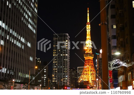 Night view of Tokyo Tower seen from near Fuda no Tsuji Night view of Tokyo Tower seen from near Fuda no Tsuji 110760998