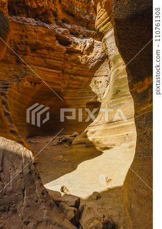 Scenic limestone canyon, Barranco de las Vacas in Gran Canaria, Canary islands, Spain 110761308