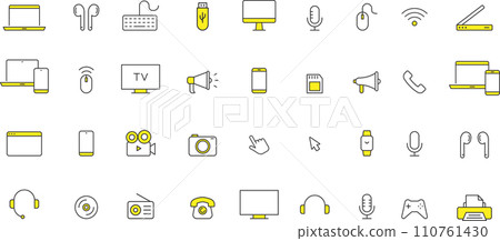 Line drawing icon set of various stylish devices 110761430