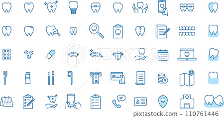 Teeth-related blue two-color icon set 110761446