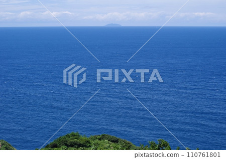 Munakata Oshima - View of Okinoshima, a world heritage site and an island where the gods dwell, from the windmill observation deck Munakata Oshima - View of Okinoshima, a world heritage site and an island where the gods dwell, from the windmill observation deck 110761801