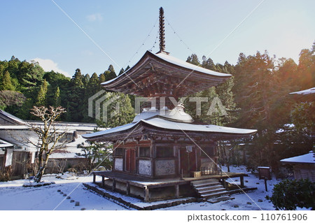 Winter scenery of Koyasan Kongo Zanmai-in Temple Winter scenery of Koyasan Kongo Zanmai-in Temple 110761906