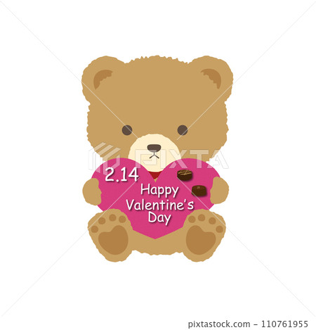 Cute teddy bear and valentine heart 110761955