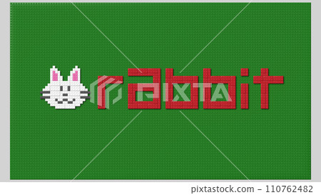 A dot picture of a rabbit assembled with LEGO-style blocks and the word "rabbit" A dot picture of a rabbit assembled with LEGO-style blocks and the word "rabbit" 110762482