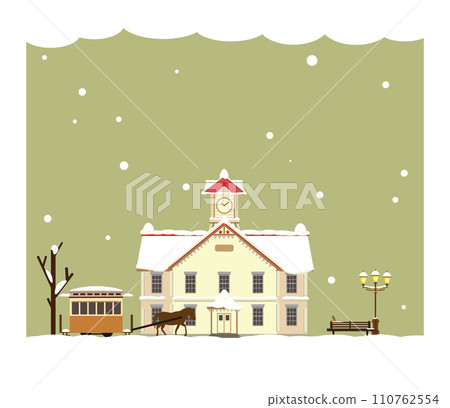 札幌鐘樓在多雪的冬天 110762554