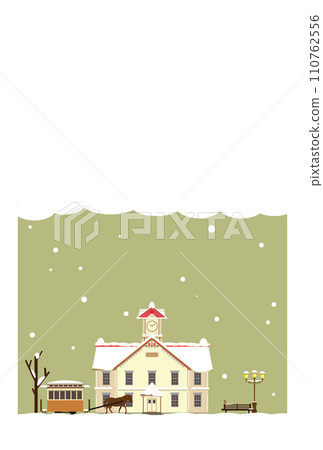 Sapporo clock tower in snowy winter vertical Sapporo clock tower in snowy winter vertical 110762556
