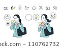 People_High school student checking on smartphone_Speech bubble set_Female 110762732