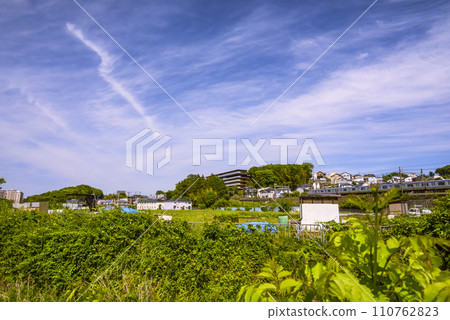 Scenery of a train running in the suburbs Scenery of a train running in the suburbs 110762823