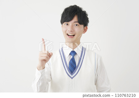 Flashing male high school student white background 110763210