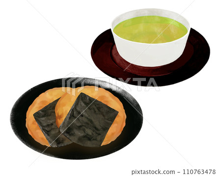 Japanese tea and rice crackers 110763478