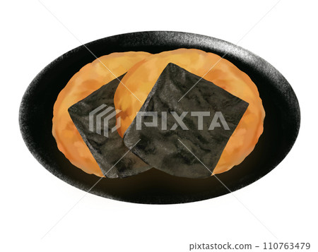 Rice crackers (2 pieces) with plate 110763479