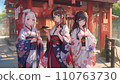 A young woman enjoying sightseeing in a kimono 110763730