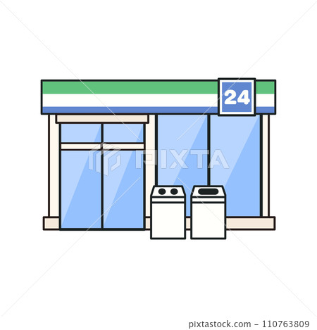 Green convenience store illustration Green convenience store illustration 110763809