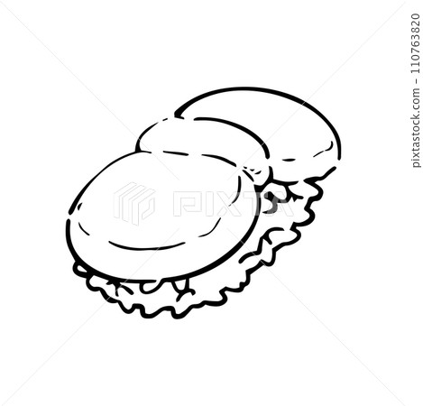 Hand drawn illustration of scallop sushi Hand drawn illustration of scallop sushi 110763820