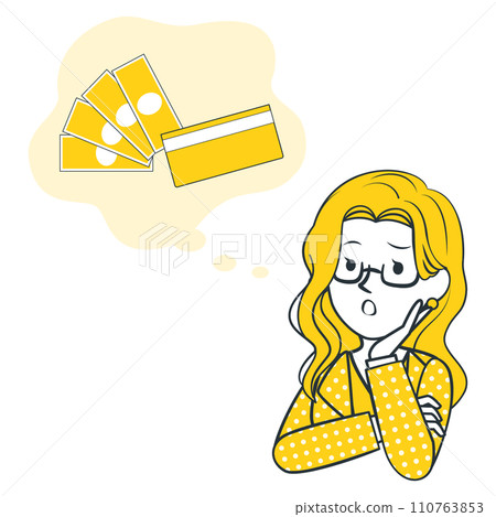 Illustration of a woman worried about money 110763853