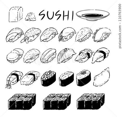 手繪壽司插畫集 110763900