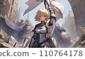Female knight with short blonde hair 110764178
