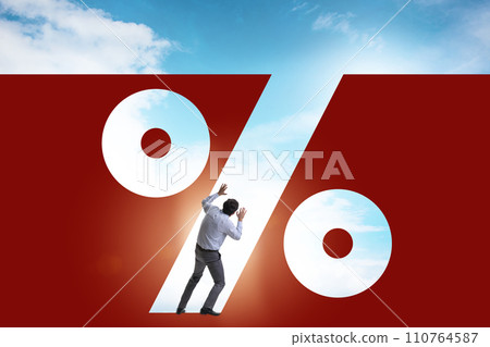 Business concept of high percent on debt and loan Business concept of high percent on debt and loan 110764587