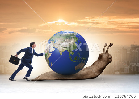 Businessman in slow business global business concept Businessman in slow business global business concept 110764769