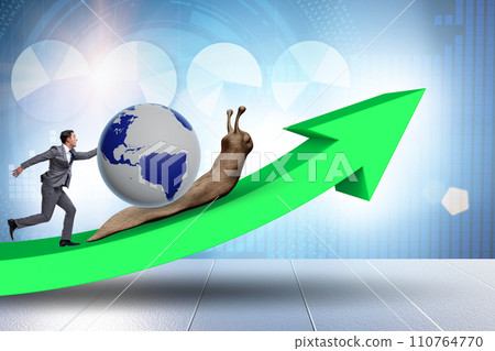 Businessman in slow business global business concept 110764770