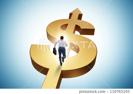 Businessman with symbol of american dollar 110765205