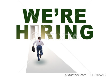 Employment concept with road leading to door Employment concept with road leading to door 110765212