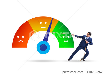 Satisfaction meter in customer opinion concept Satisfaction meter in customer opinion concept 110765267