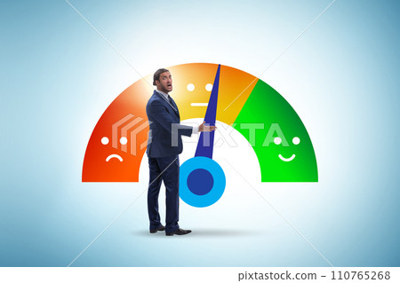 Satisfaction meter in customer opinion concept Satisfaction meter in customer opinion concept 110765268