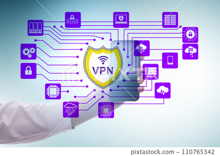 Virtual private network VPN cyber concept Virtual private network VPN cyber concept 110765342