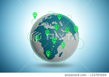 Global location concept with globe - 3d rendering Global location concept with globe - 3d rendering 110765684
