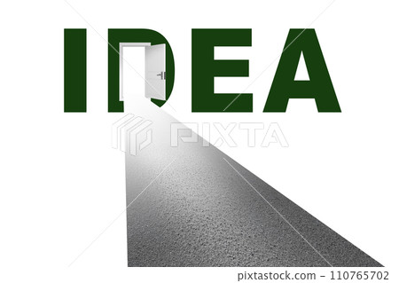 Idea concept with road leading to open door 110765702