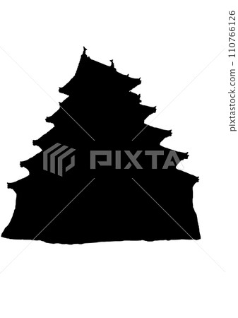 Japanese castle silhouette Japanese castle silhouette 110766126